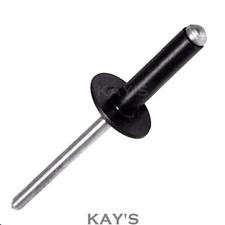 3.2mm 4.0mm 4.8mm BLACK POP RIVETS LARGE FLANGE DOME HEAD ALUMINIUM AND STEEL