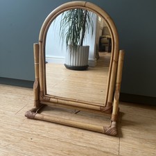 Bamboo Arched Vanity Swing Mirror Rattan Vintage Wooden Freestanding Table Top