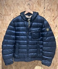 Mens Belstaff Circuit Puffer Hooded Bomber Jacket, Blue, 42 XL, Slim Fit