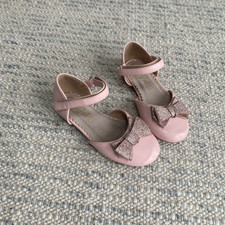 GIRLS MARY JANE GLITTER Bow PARTY WEDDING SANDALS SHOES SIZE 30 ( Uk 10.5 )