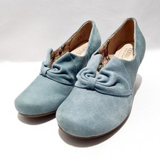 Hotter Donna Shoes Size 4.5 UK Wide Fit EXF New Dark Aqua Blue Suede Kitten Heel