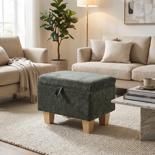Large chenille storage - storage, ottoman