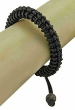 Stephen Webster No Regrets Black Rhodium Silver Black Leather Woven Bracelet
