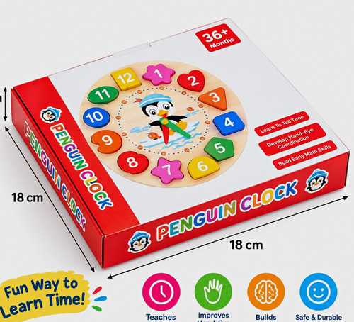 Wooden penguin clock shape - wooden,