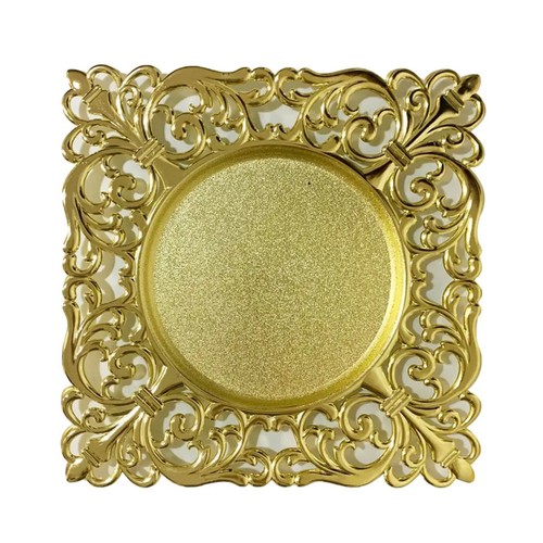 Square charger gold plates - square,
