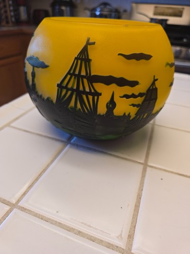 Emile galle cameo glass ship - galle,