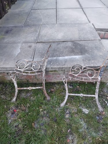 Vintage cast iron bench ends - vintage,