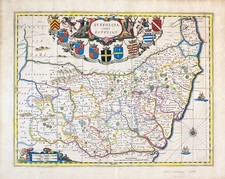 Suffolk  map coast by Schenk Valk with hand colour original  edition 1694