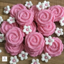 Pink edible roses white - edible,