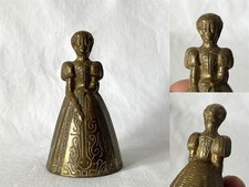 Highly Detailed Vintage 10cm Brass Bell Georgian Lady in a Bustle Dress