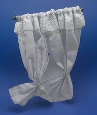 Dolls House pair of curtains with wooden pole  in 1/12th Scale