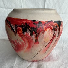 Stunning Nemadji Pottery Vase with Red Swirls Native American First People USA
