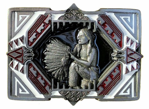 Indian headdress belt buckle - headdress,