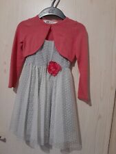 White Spotty Net Dress With Dark Pink Shrug Cardigan For 4 Year Old Girl