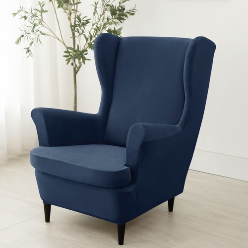 Stretch velvet wing chair - stretch,