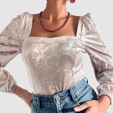 Anthropologie Jessima Soft Velvet Renaissance Top Blush Size M