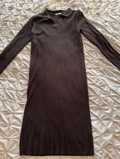 Sainsbury TU Black Ribbed Long Sleeve Jumper Dress Size 12