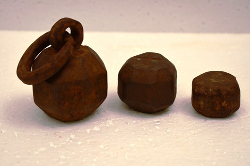 Vintage iron scale weights - iron, 3