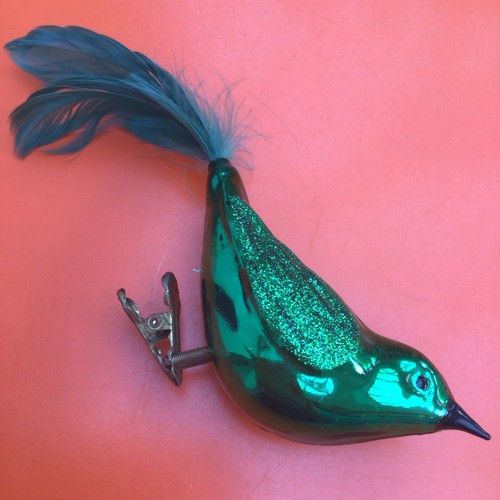 Vintage retro green glass bird - retro,