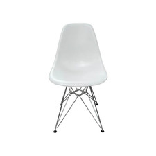 VITRA EAMES DSR CHAIR - WHITE WITH METAL LEGS