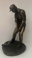 VERONESE 1998 MALE GOLFER BRONZE RESIN FIGURINE GOLF PUTTING POSE 26cm