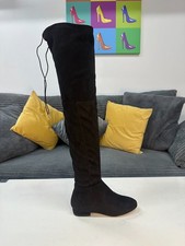 Women’s Thigh High OTK Winter Boots - Flat 1” Heel, Side Zip & Tassel, UK 3 - 8