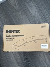 BONTEC Wooden Dual Monitor Stand Black
