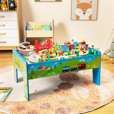 Wooden Train Table Set 80pc
