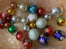 Vintage Mix Of Plastic And Glass Old And New Christmas Baubles 24 In All