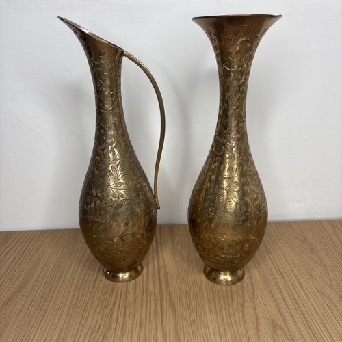 Vintage brass etched - vintage, pitcher