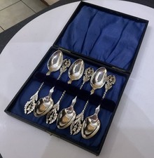 Vtg 6 Silver Plate Scottish Thistle EPNS 12cm Coffee Spoons Teaspoons Cutlery