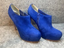 Royal Blue Suede Tote High Heel Platforming Shoes Size UK 7/EU 40