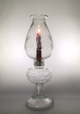 Vintage Hurricane Candle Lamp Etched Glass Lamp A.