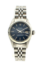 Ladies ROLEX Oyster Perpetual Datejust Steel 26mm Shiny Blue Stick Dial Watch