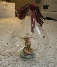 Disney Tinkerbell 2014 Glass Christmas Tree Bauble Decoration Ornament RARE