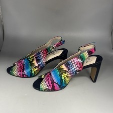 Mode In Pelle Chrissi Slingback Sandals Rainbow Coloured Snakeskin Print Size 38