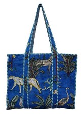 Jungle print tote bags quilted - tote,