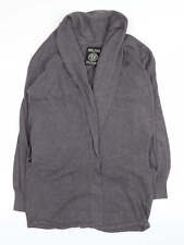 Soul Star Womens Grey Collared Cotton Blend Cardigan Size L