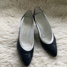 Navy and white trim Leather Bruno Magli Ladies Shoes 3”heels Italian 10B UK 8