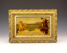 Antique Crystoleum - Neo-Classical Couple & Lake Scene