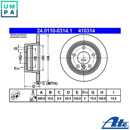 Brake disc 0110 0314 1 - 2x,