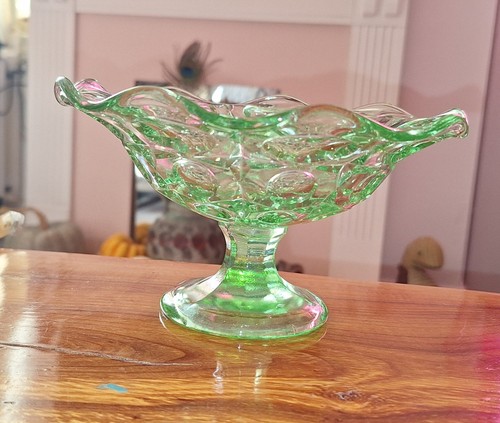Vintage green glass stemmed - vintage,