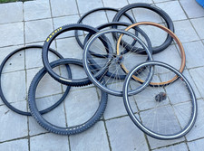 JOB LOT OF VARIOUS BIKE BICYCLE TYRES & WHEELS INC CONTINENTAL, MAXIS & TIGER