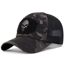 Skull Baseball Cap Snapback Sport Outdoor Mesh Net Trucker Camo Army Hat Rock UK