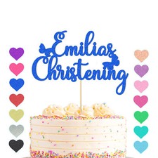Personalised Newborn Baby Christening Naming Day Cake Topper Boy Girl Baptism
