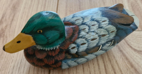Wooden carved male mallard - carved,