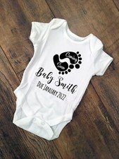 Personalised Baby Announcement Bodysuit, Vest, Coming Soon, 4 Designs