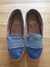 Ladies Blue & White Striped Pumps Size 3