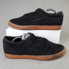 Reebok Trainers Mens UK 8 EUR 42 Black Suede Workout Clean Low Adult Shoes