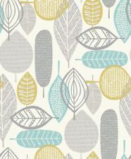 Arthouse Malmo Retro Leaf Flat Surface Stripe Pattern Wallpaper